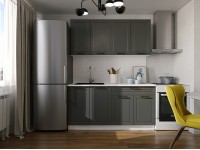 Кухня "Глетчер" МДФ Графит Софт 1.6м. в Луганске
